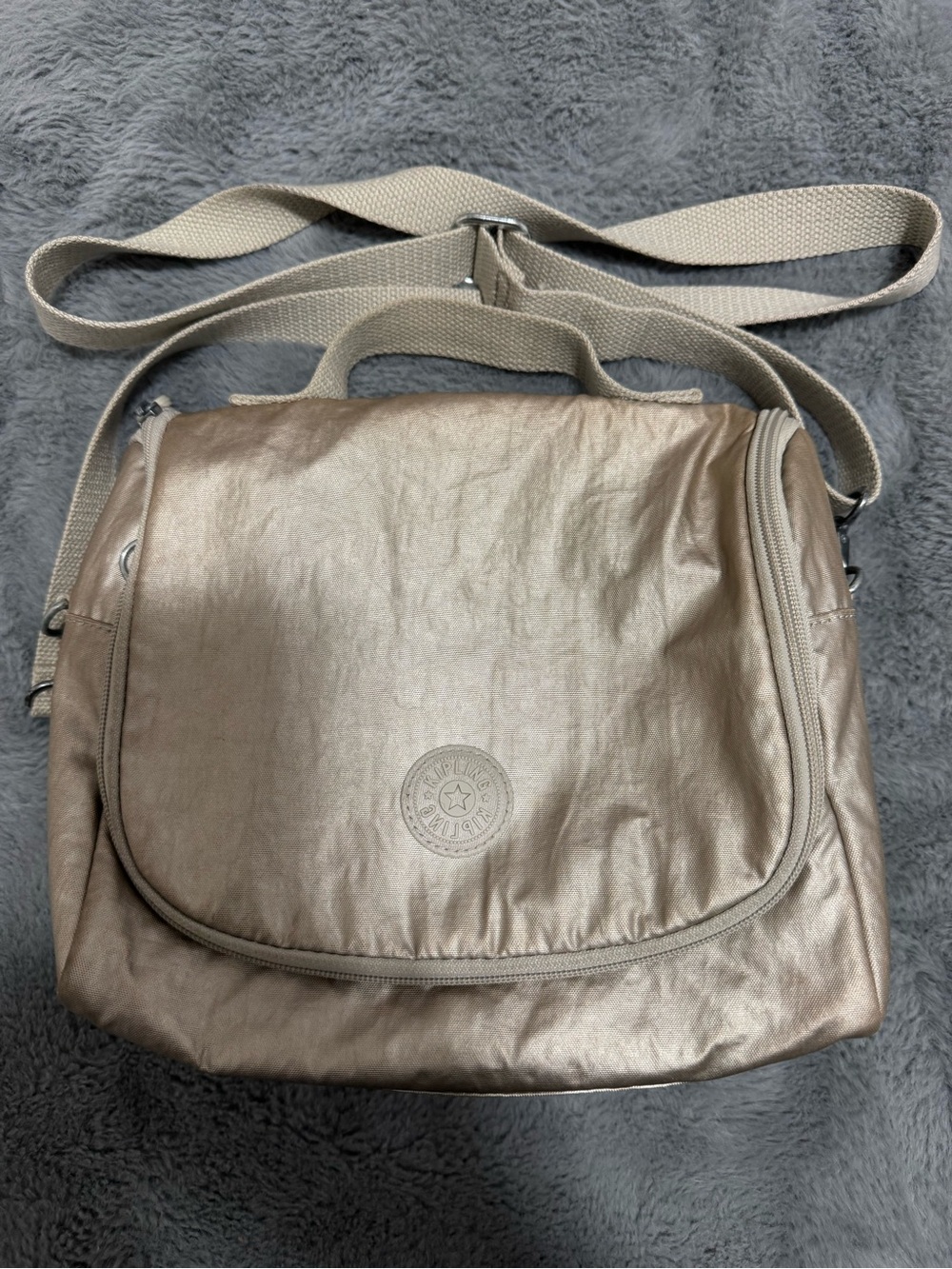 Kipling Metallic Taupe Crossbody Shoulder Bag